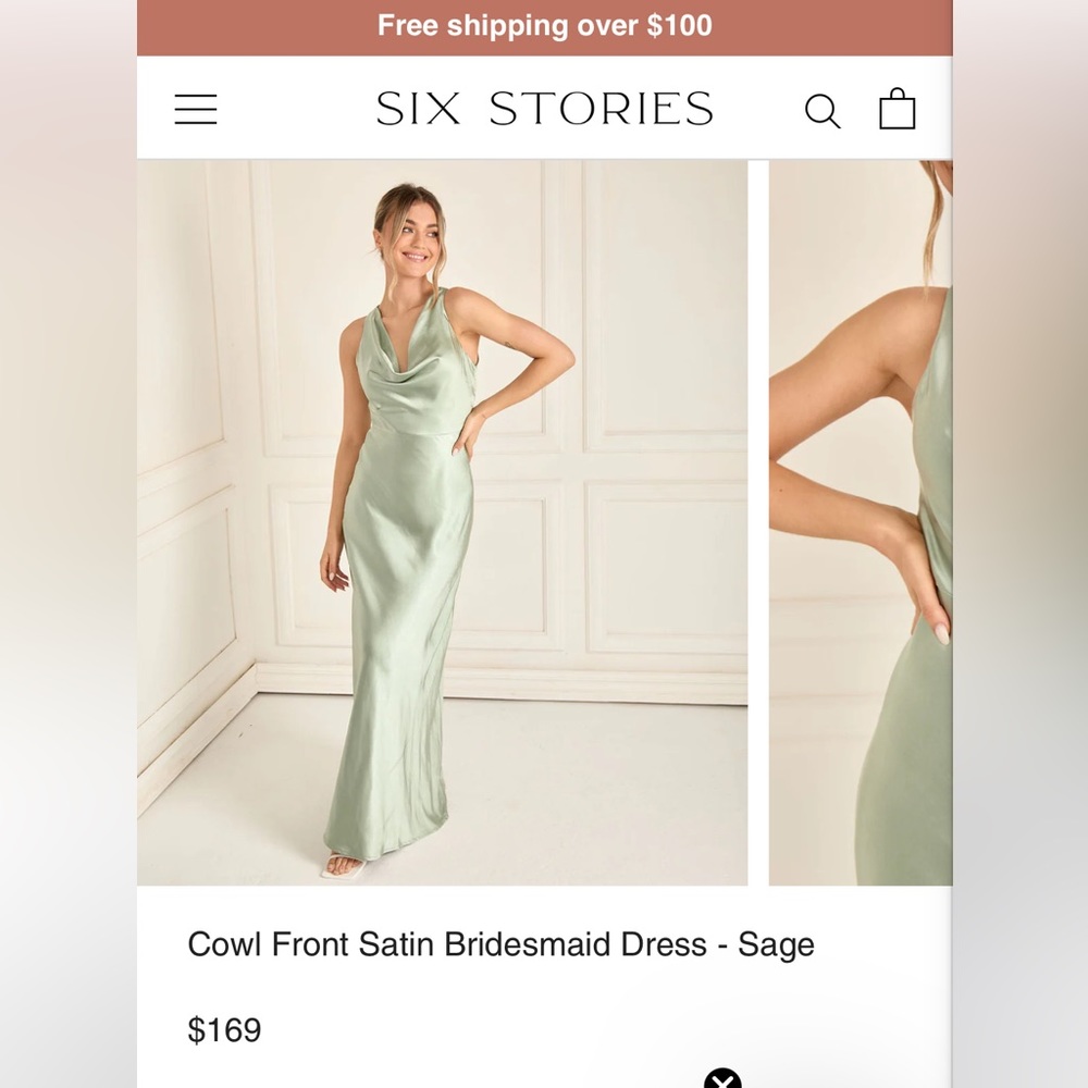 Sage green cowl neck dress